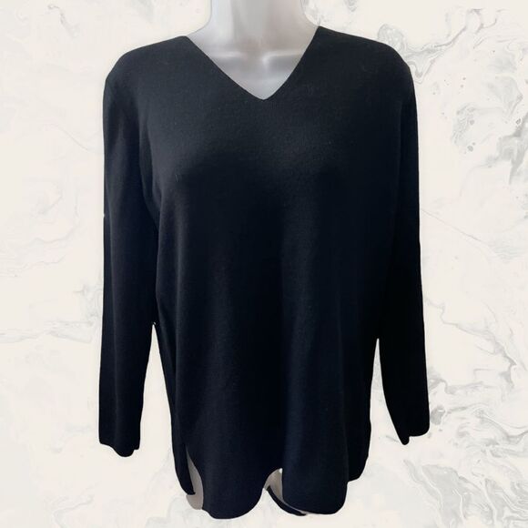 Sutton Studio Long Sleeve Black Cashmere  Sweater - Size M - Black - Picture 1 of 5